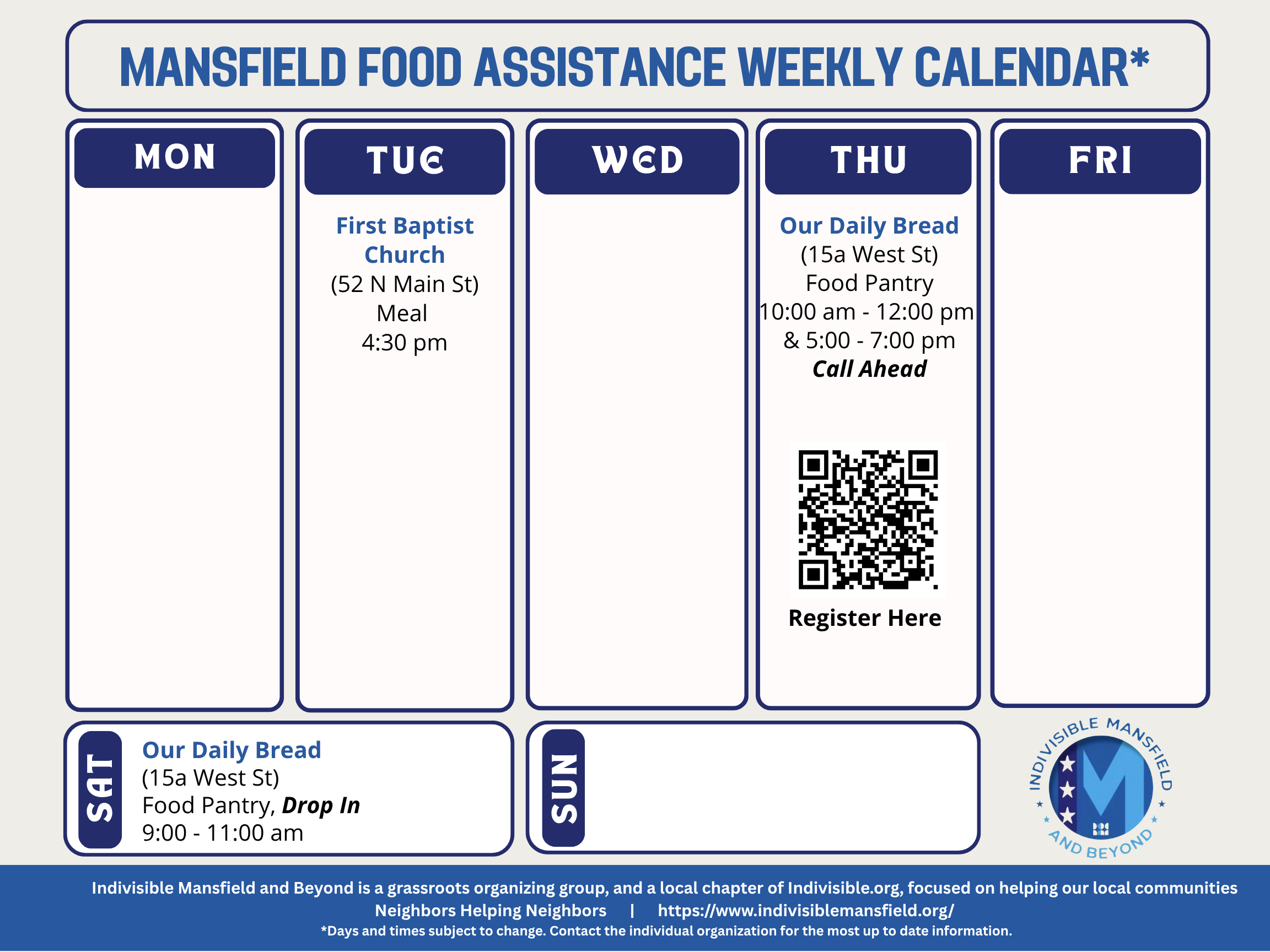 Mansfield Calendar